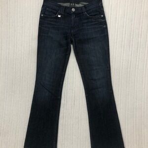 Armani Exchange Women Dark Wash Bootcut Jeans Blue Low Rise Size 2 Short